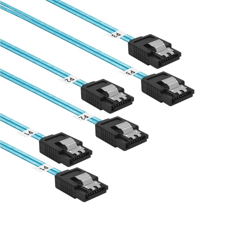 ADCAUDX كابل SATA-III: 24 بوصة، 3 عبوات كابل SATA رفيع مرن 2 قدم مستقيم 6Gbps بيانات مع قفل لتوصيل SSD و HDD ومحركات الأقراص، أزرق (0.6 م) - Image 1
